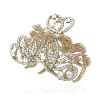 Заколка-краб для волос из металла со стразами 5.5см (11220) вариант 06