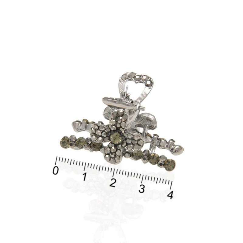 Заколка-краб для волос из металла со стразами 3.9см (14799)