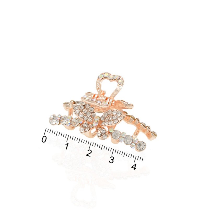Заколка-краб для волос из металла со стразами 4.3см (14802)