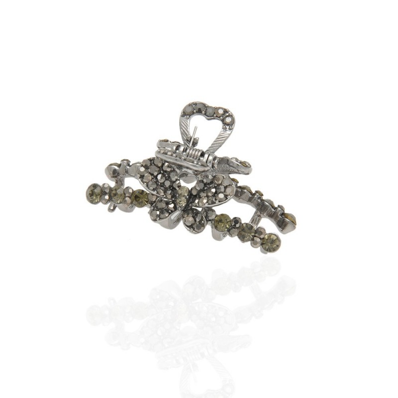 Заколка-краб для волос из металла со стразами 4.3см (14802)