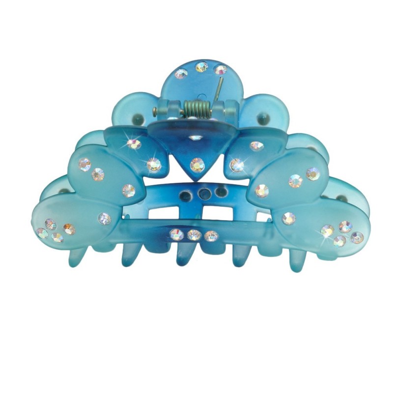 Заколка-краб для волос пластиковая со стразами (155) вариант 12