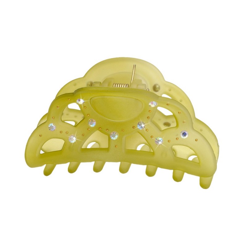 Заколка-краб для волос пластиковая со стразами (285)