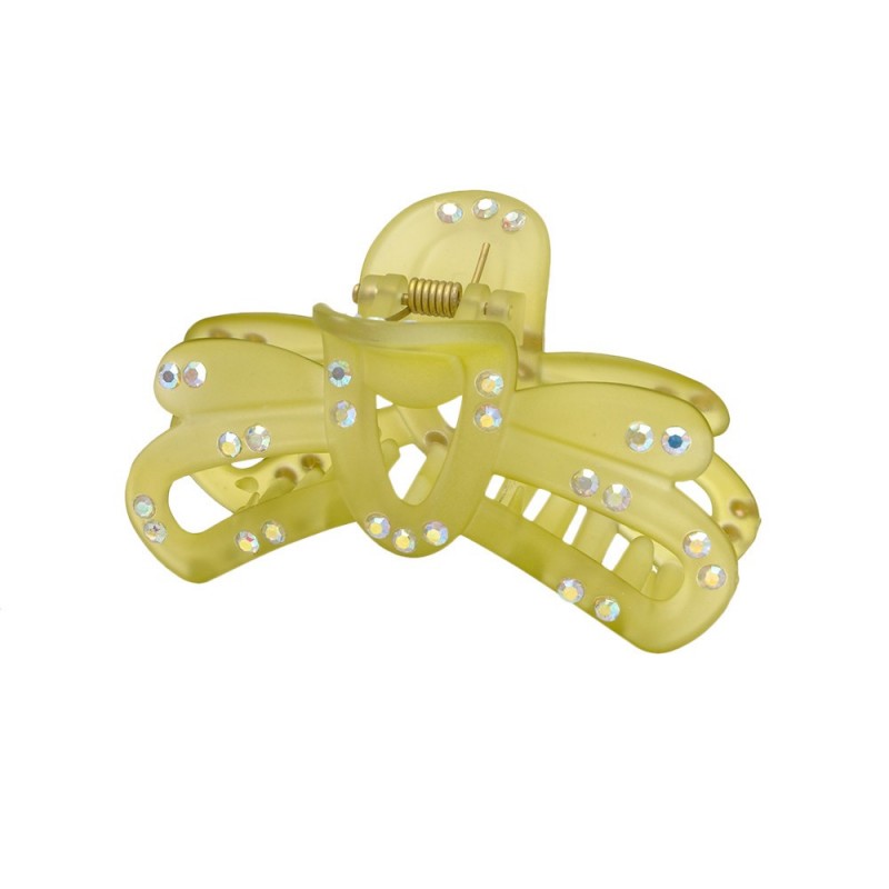 Заколка-краб для волос пластиковая со стразами (296) вариант 11