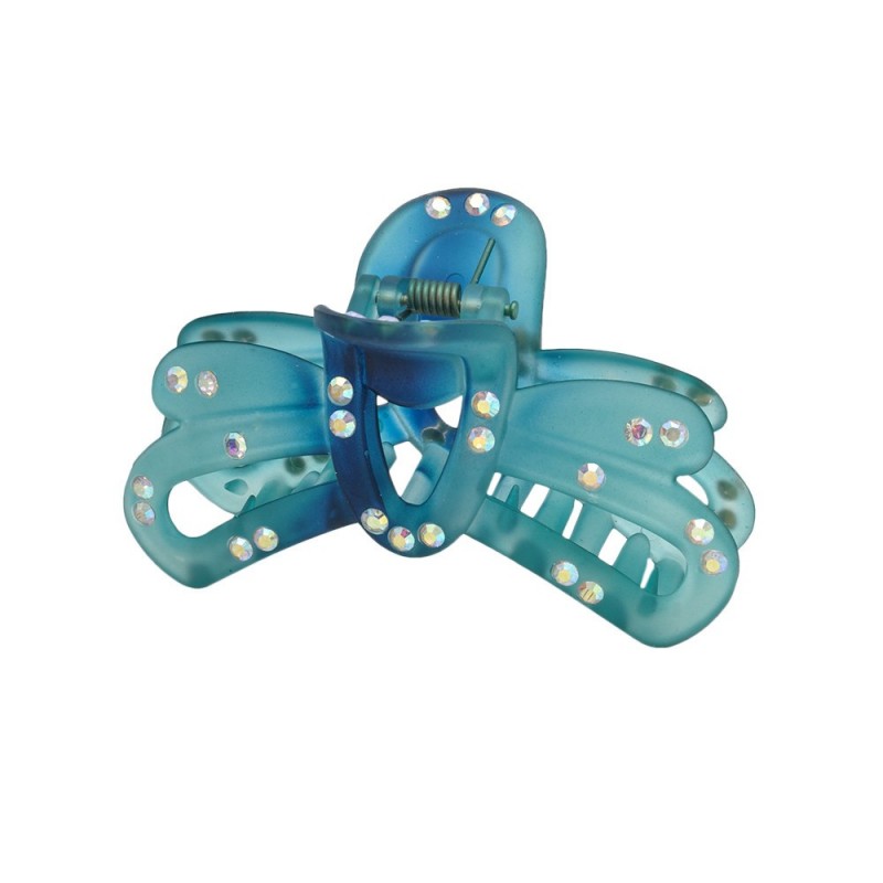 Заколка-краб для волос пластиковая со стразами (296) вариант 12