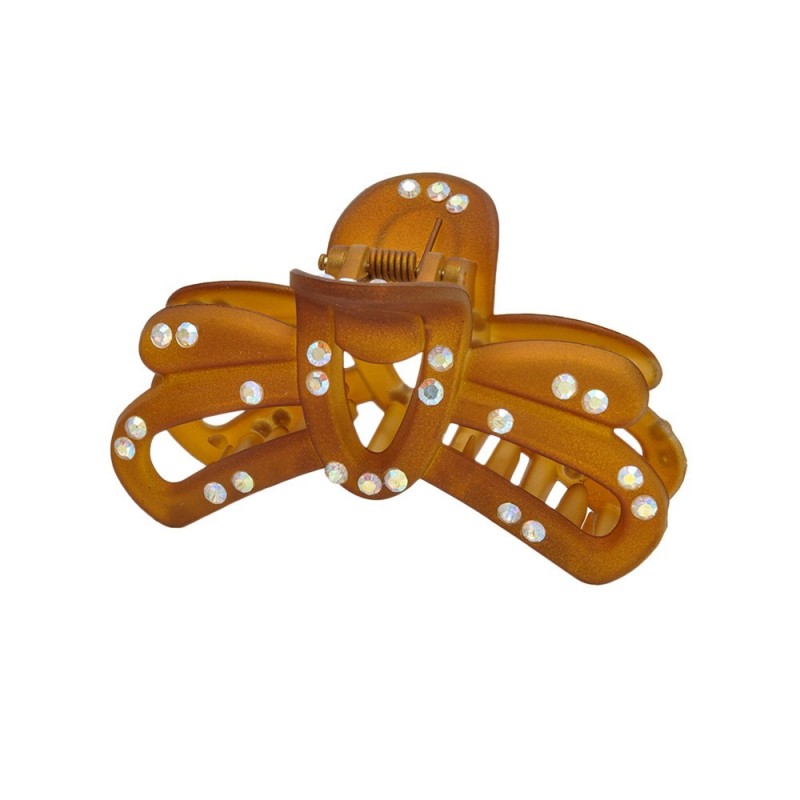 Заколка-краб для волос пластиковая со стразами (296) вариант 02