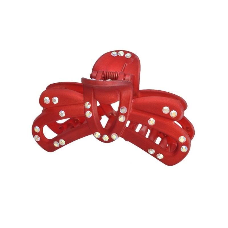 Заколка-краб для волос пластиковая со стразами (296) вариант 03