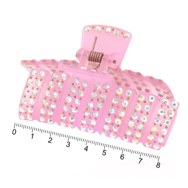 Заколка-краб для волос пластиковая со стразами (7009) вариант 09