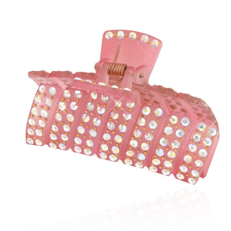 Заколка-краб для волос пластиковая со стразами (7009) вариант 10