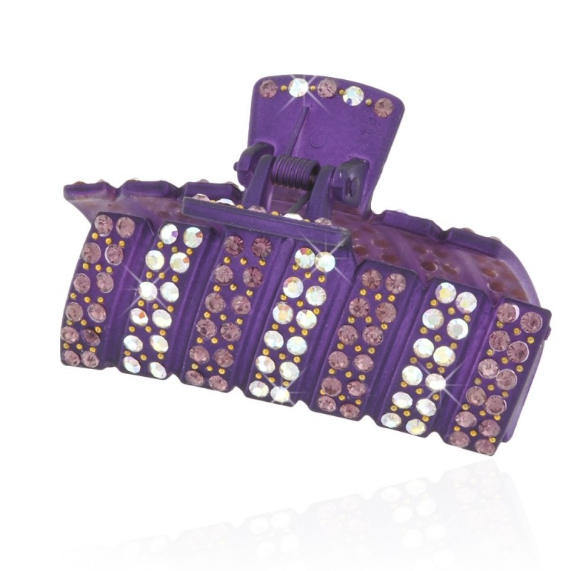 Заколка-краб для волос пластиковая со стразами (7009) вариант 03