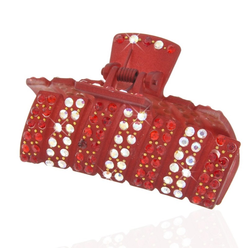 Заколка-краб для волос пластиковая со стразами (7009) вариант 05