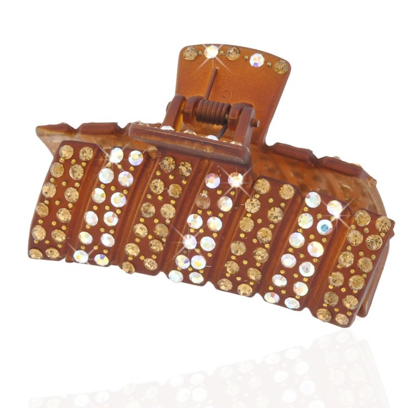 Заколка-краб для волос пластиковая со стразами (7009) вариант 06