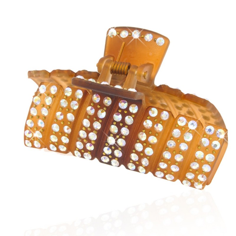 Заколка-краб для волос пластиковая со стразами (7009) вариант 07