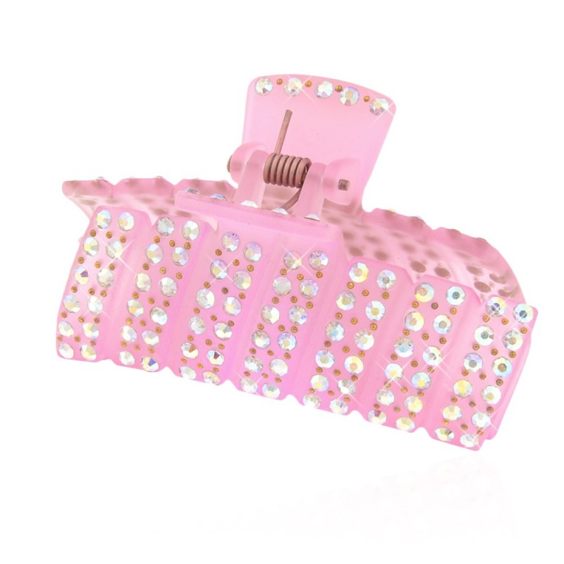 Заколка-краб для волос пластиковая со стразами (7009) вариант 09