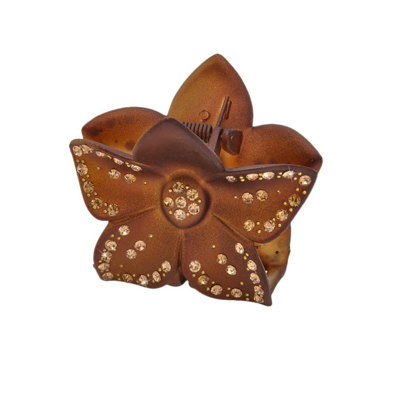 Заколка-краб для волос пластиковая со стразами (8121) вариант 02