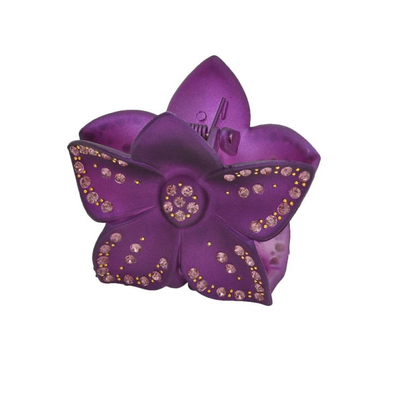 Заколка-краб для волос пластиковая со стразами (8121) вариант 05