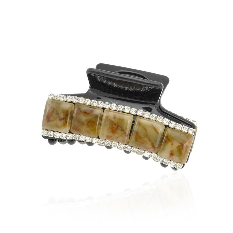 Заколка-краб для волос пластиковая со стразами (9057) вариант 02