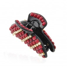 Заколка-краб для волос пластиковая со стразами (9063) вариант 01