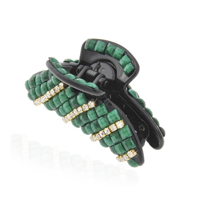 Заколка-краб для волос пластиковая со стразами (9063) вариант 03