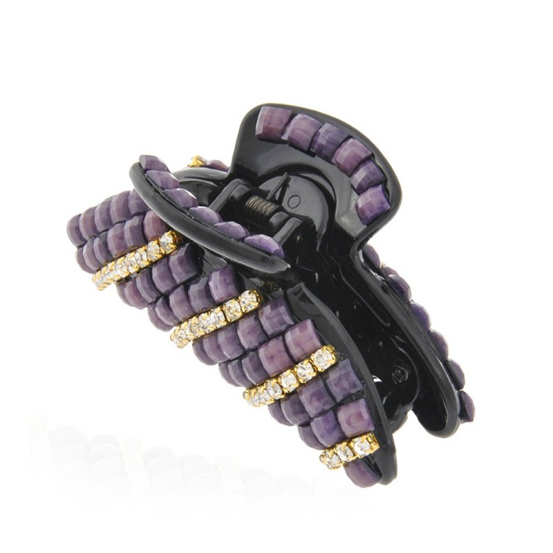 Заколка-краб для волос пластиковая со стразами (9063) вариант 04