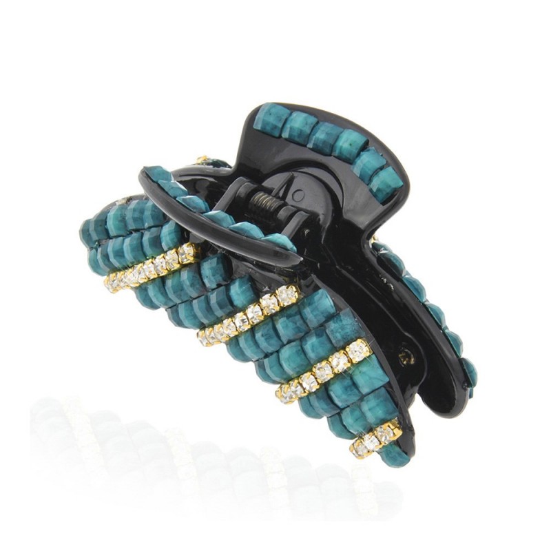 Заколка-краб для волос пластиковая со стразами (9063) вариант 06