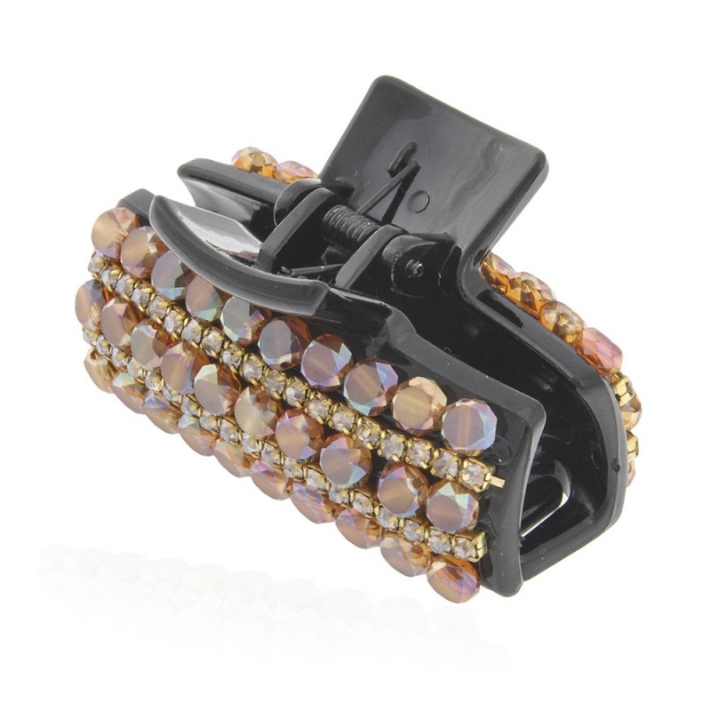 Заколка-краб для волос пластиковая со стразами (9065) вариант 01