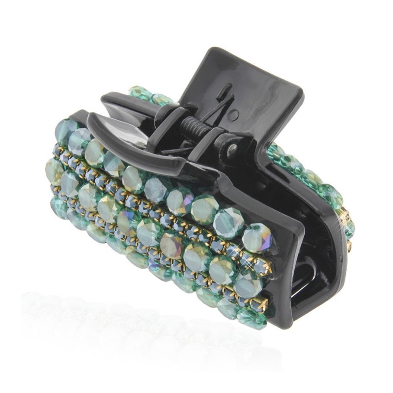 Заколка-краб для волос пластиковая со стразами (9065) вариант 02