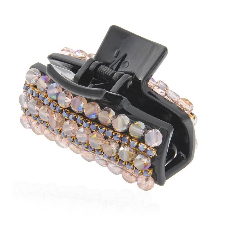 Заколка-краб для волос пластиковая со стразами (9065) вариант 03