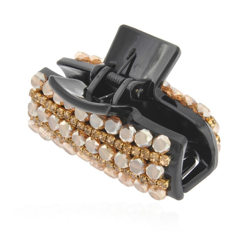 Заколка-краб для волос пластиковая со стразами (9065) вариант 05