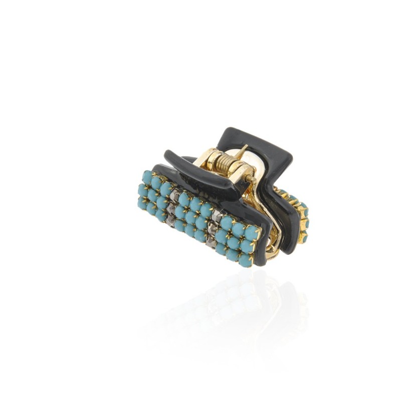 Заколка-краб для волос пластиковая со стразами (9070) вариант 03