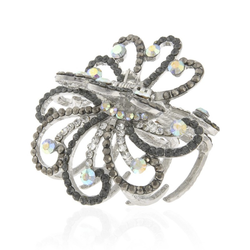 Заколка-краб для волос из металла со стразами 5.5см (9075) вариант 02