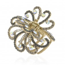 Заколка-краб для волос из металла со стразами 5.5см (9075) вариант 04