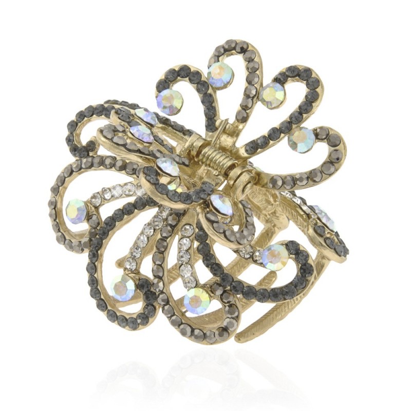 Заколка-краб для волос из металла со стразами 5.5см (9075) вариант 04