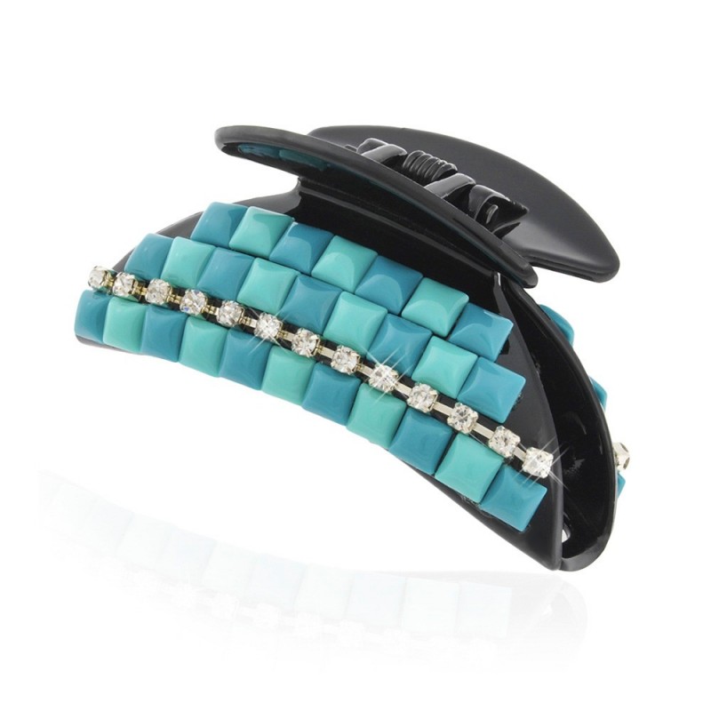 Заколка-краб для волос пластиковая со стразами (9383) вариант 04