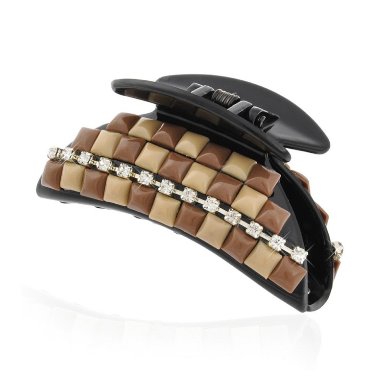 Заколка-краб для волос пластиковая со стразами (9383) вариант 05