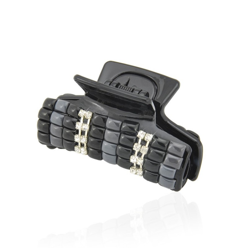 Заколка-краб для волос пластиковая со стразами (9384) вариант 02