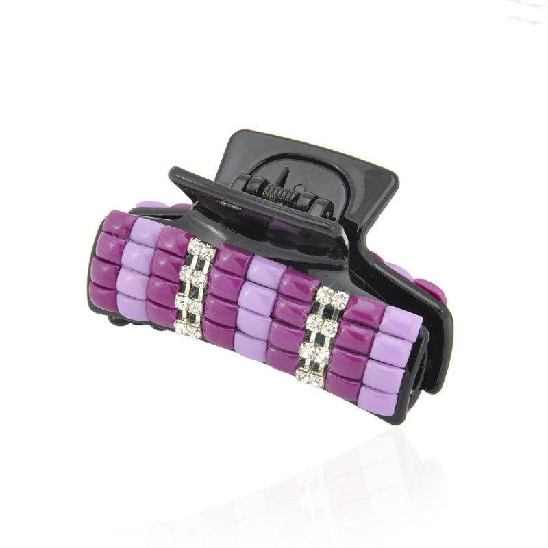 Заколка-краб для волос пластиковая со стразами (9384) вариант 03