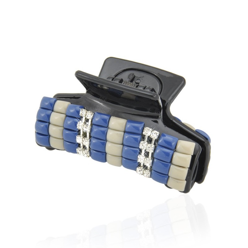 Заколка-краб для волос пластиковая со стразами (9384) вариант 04