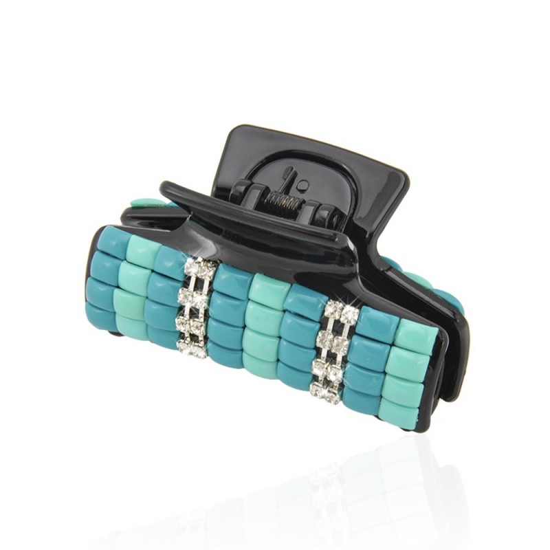 Заколка-краб для волос пластиковая со стразами (9384) вариант 05