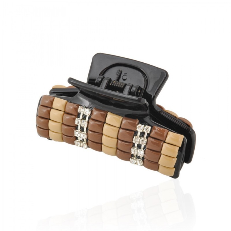 Заколка-краб для волос пластиковая со стразами (9384) вариант 06