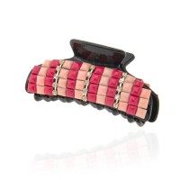 Заколка-краб для волос пластиковая со стразами (9385) вариант 01