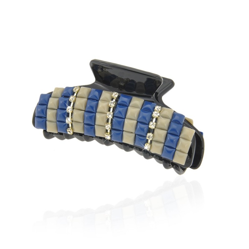 Заколка-краб для волос пластиковая со стразами (9385) вариант 02