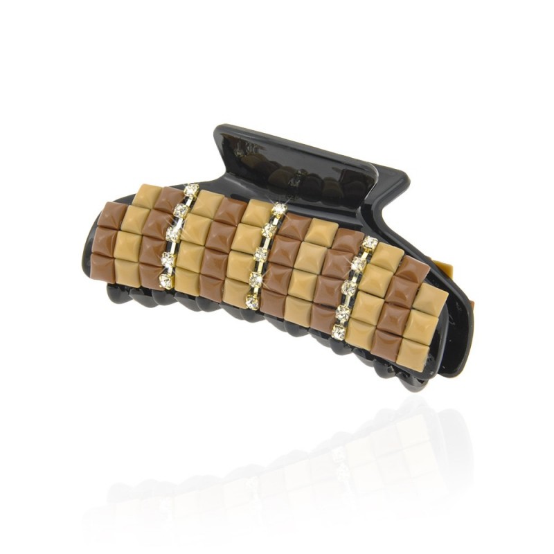 Заколка-краб для волос пластиковая со стразами (9385) вариант 03