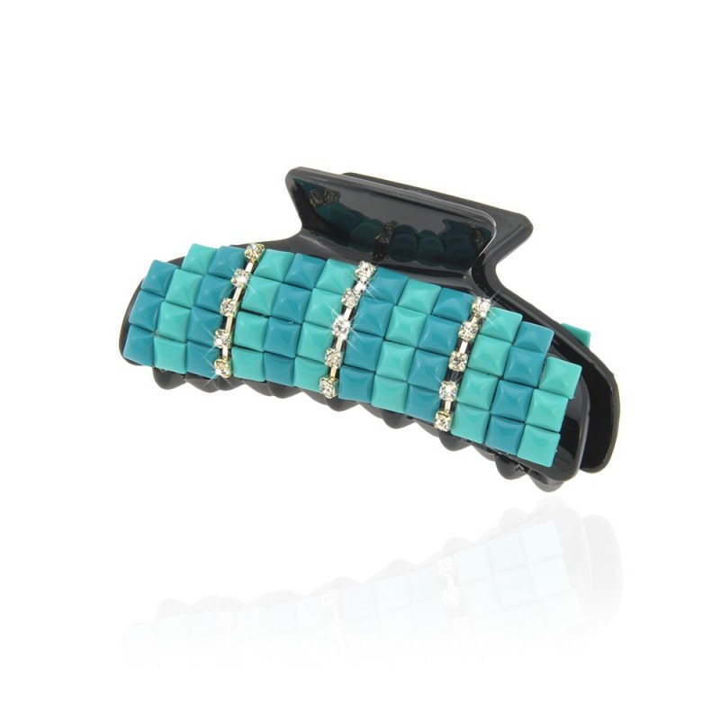 Заколка-краб для волос пластиковая со стразами (9385) вариант 04