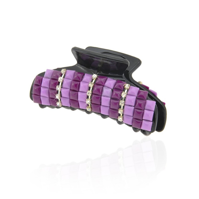 Заколка-краб для волос пластиковая со стразами (9385) вариант 05