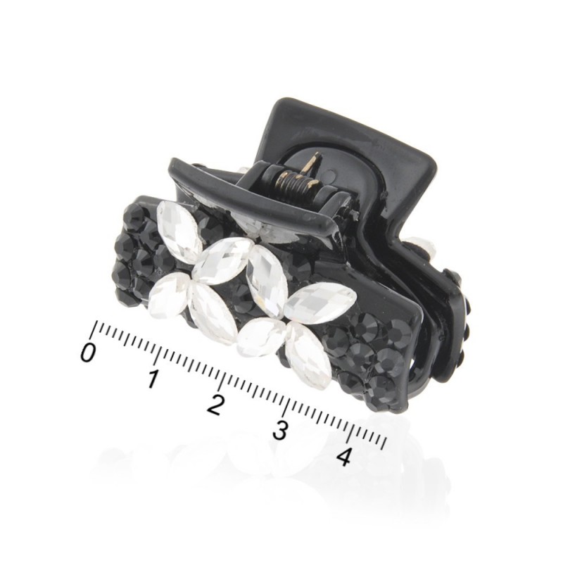 Заколка-краб для волос пластиковая со стразами (9390) вариант 02