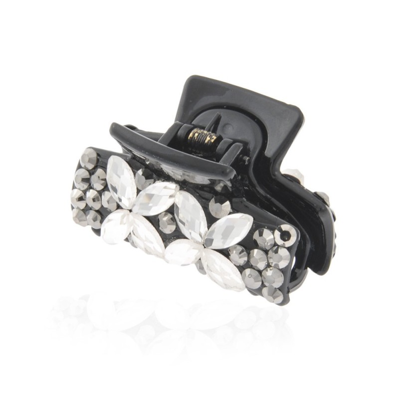 Заколка-краб для волос пластиковая со стразами (9390) вариант 01