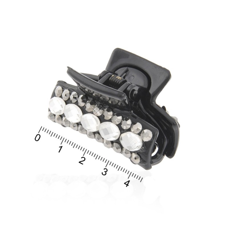 Заколка-краб для волос пластиковая со стразами (9391) вариант 02