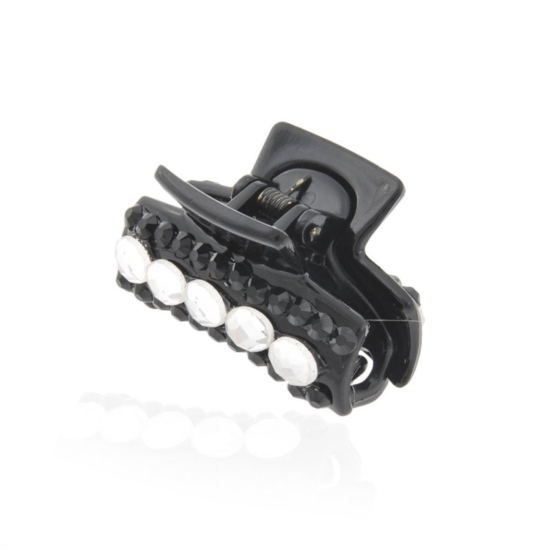 Заколка-краб для волос пластиковая со стразами (9391) вариант 01