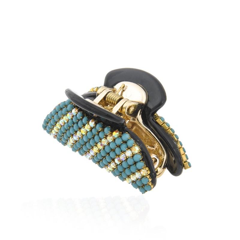 Заколка-краб для волос пластиковая со стразами (9392) вариант 03