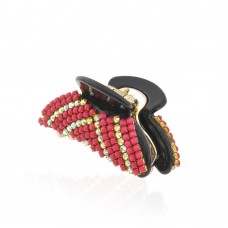 Заколка-краб для волос пластиковая со стразами (9393) вариант 02